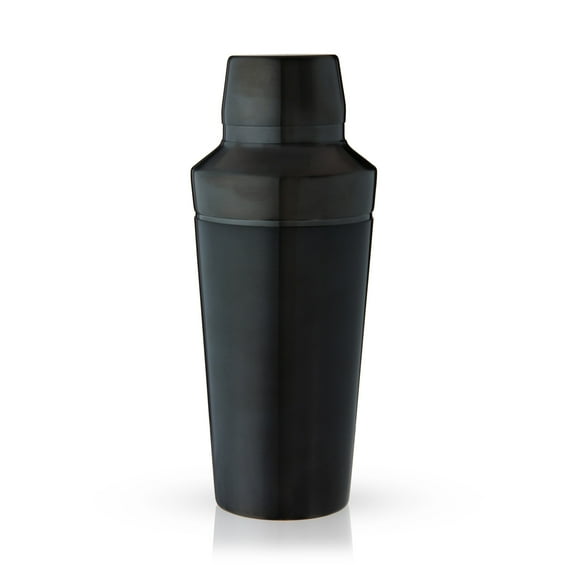 Viski Titanium Cocktail Shaker with Strainer, Cobbler Shaker, 18.5 oz Black