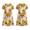 thumbnail image 6 of Lafuoo Sunflower 5 Pattern Women's Short Sleeve Dress, Elastic Waist with Pockets, Knee-length A-line Skirt, Summer Casual Wear-Large, 6 of 8