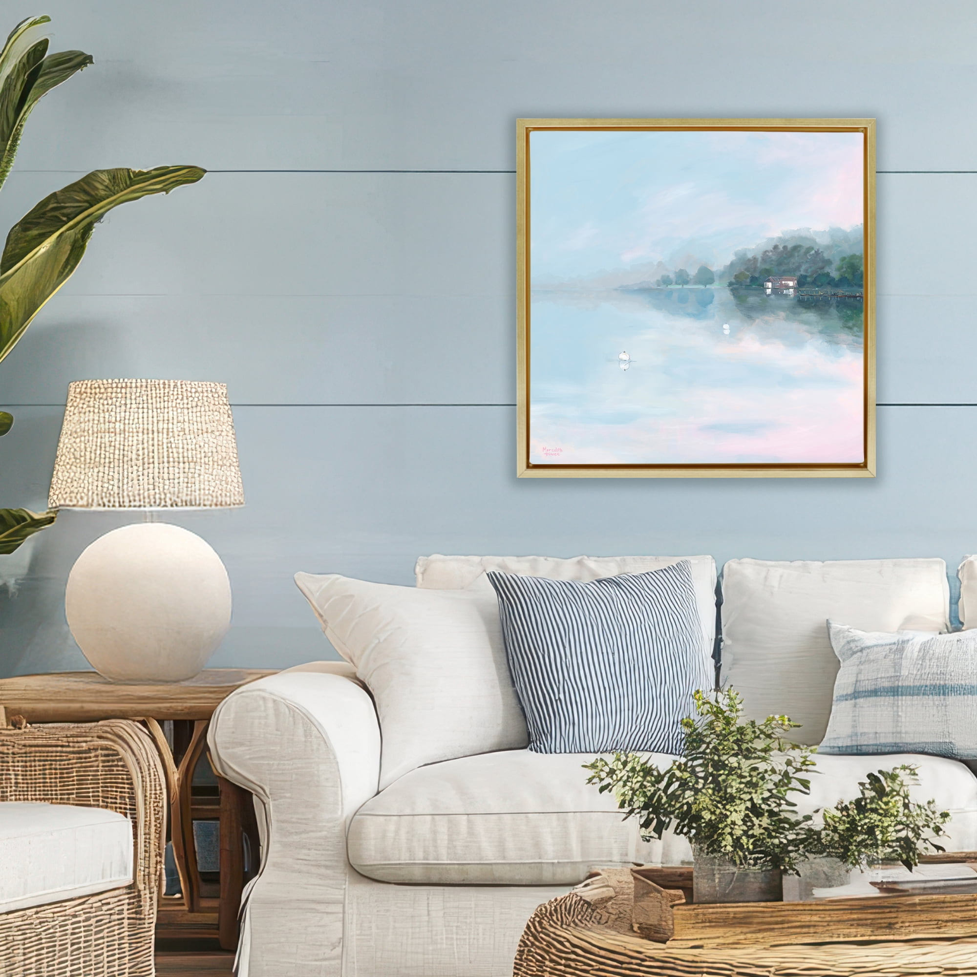 Stupell Industries Morning at Lake Windermere Gold Framed Floater Canvas Wall Art, design by Meredith Howse