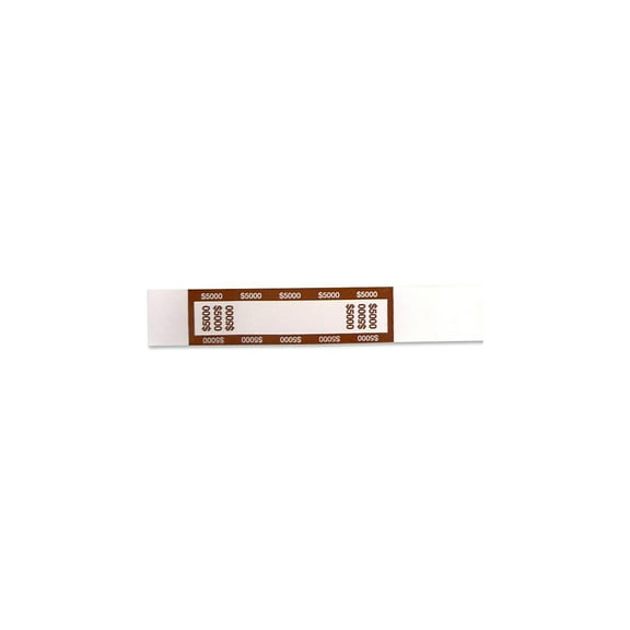 CONTROLTEK $5000 Currency Strap White/Brown 1000/Pack (560022)
