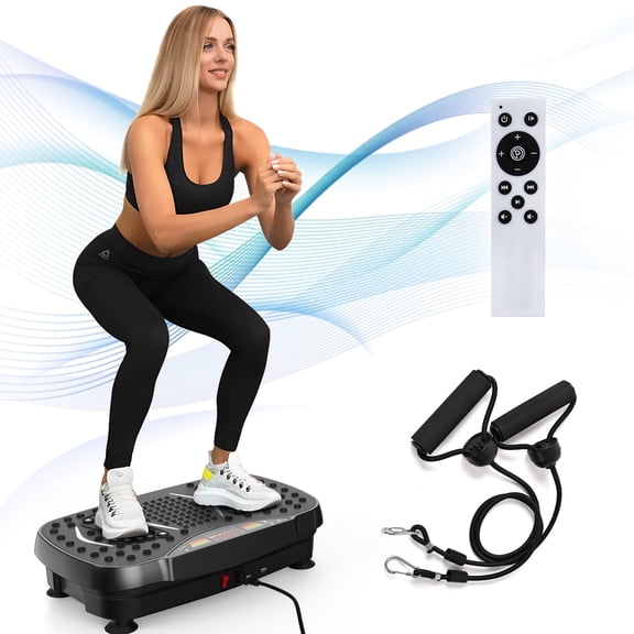 Hlthair Vibration Plate Exercise Machine for Lymphatic Drainage Machine Full Body Workout Vibration Fitness Platform with Bluetooth and Lights