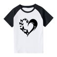 thumbnail image 2 of Feancey T-Shirts d'Été pour Garçons Filles à Imprimé Cœur Manches Courtes Hauts Confortables Amples T-Shirts pour Enfants Décontractés Col Rond T-Shirts Graphiques Liquidation de Printemps 2025 Noir 4 Ans, 2 of 10
