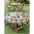 thumbnail image 4 of Outdoor Tablecloth with Umbrella Hole for Patio/Picnic/Party/Camping, Spring Botanical Waterproof Table Cloth Round Cover Washable, Green Leaves Deers Birds Flowers Gray Plaid (Dia 54"), 4 of 8