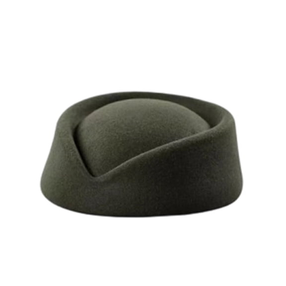 Ladies Vintage Solid Color Felt Pillbox Hat Classic Structured Cap for Costume Party Stage Performance Daily Wear Gray