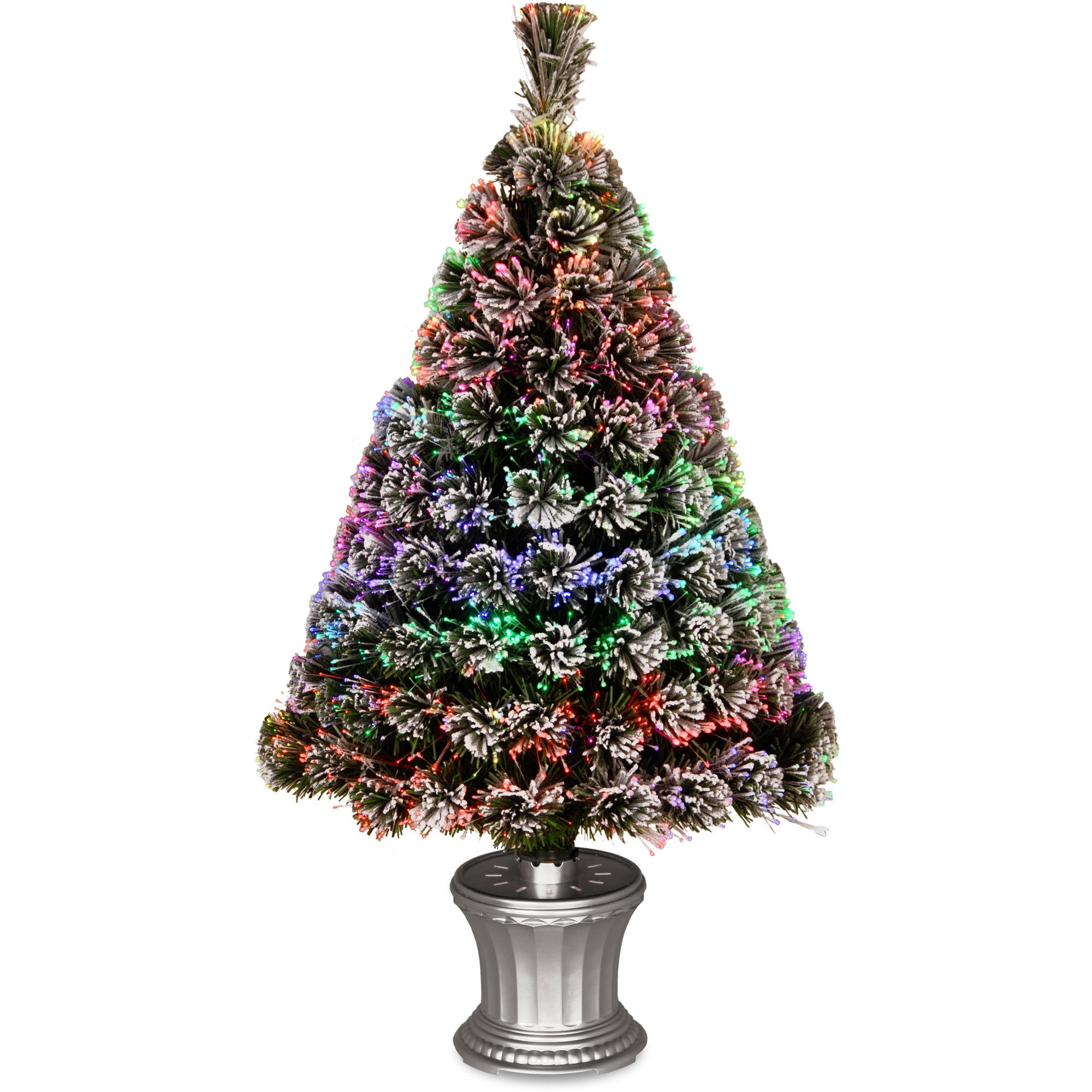 36" Fiber Optic Evergreen Flocked Tree