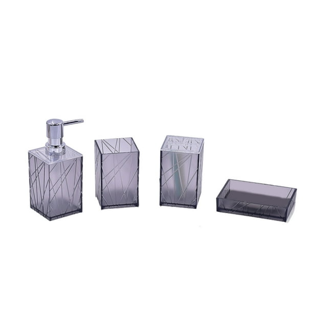 Dispenser de Jabón de Platos Conjunto de Accesorios de Baño de 4 Piezas, Incluyendo Bomba de Jabón, Cepillo de Dientes, Rodillo Y Bandeja de Jabón, Bandeja de Baño, Caja de Kit de Ducha, Conjunto de B