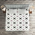 thumbnail image 2 of Ambesonne Skull Quilted Coverlet 3 Pcs, Black Girly Crossbones, Queen Size, Pale Pink White Black, 2 of 2