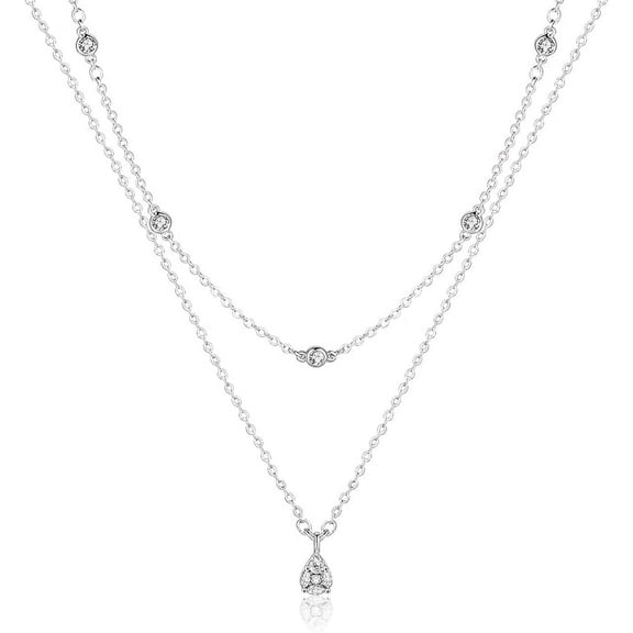 Mesovor Women Diamond Necklaces Dainty 18K Gold Silver Plated Choker CZ Layered Pendant Zircon Necklace Jewelry Gifts