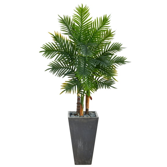 Nearly Natural 63" Areca Artificial Palm Tree in Cement Planter (Real Touch)