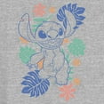 thumbnail image 2 of Junior's Lilo & Stitch Colorful Tropical Flowers Graphic Tee Heather Gray 3X, 2 of 4