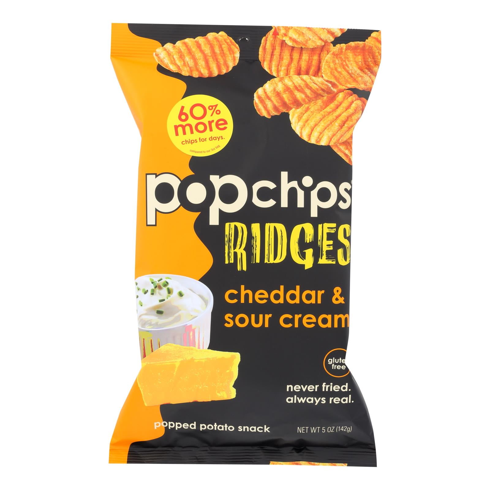 Popchips Potato Chip Ridges Cheddar Sour Cream Case of 12 5