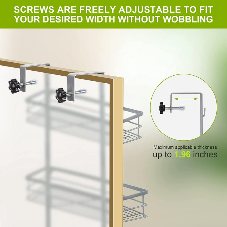 Over the Door 3 Tier Shower Caddy, Adjustable Hanging Organizer with Suction  Cup, Silver 