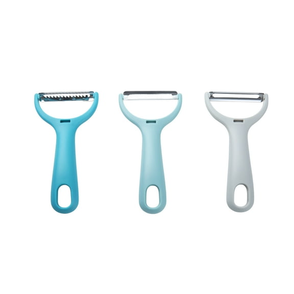 Mainstays 3-Piece Peeler Set with Serrated, Straight, and Julienne Blades, Assorted Colors