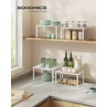 thumbnail image 2 of Cabinet Organizer Shelf, Set of 2 Kitchen Counter Shelves, Kitchen Storage, Spice Rack, Stackable, Expandable, Metal and Engineered Wood, Ink Black and Heather Greige UKCS020X02, 2 of 13