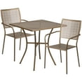 thumbnail image 2 of Flash Furniture Commercial Grade 28" Square Gold Indoor-Outdoor Steel Patio Table Set with 2 Square Back Chairs, 2 of 5