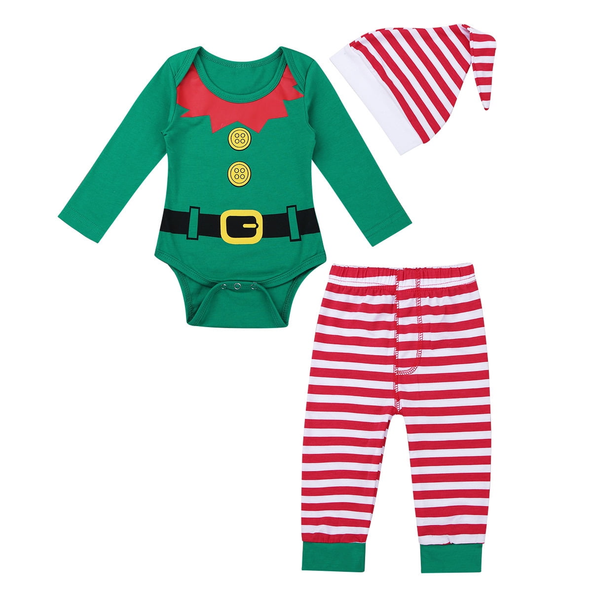 YONGHS Infant Baby Girls Boys Christmas Elf Costume Outfits Top Pants