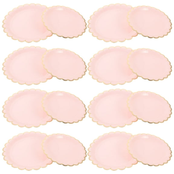 HONMEET 16Pcs Household Cake Plates in Pink Gold for Festival Gathering Tableware