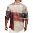 thumbnail image 4 of Domuza Fourth Of July Shirts for Men Usa Flag Print Casual Lapel Button-Up Long Sleeve T-Shirts Summer 2026 Trendy Comfortable Relaxed Fit Tops Dark Blue S, 4 of 4