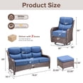 thumbnail image 5 of Jentlehouse 5-Piece Outdoor Patio Furniture Set,Rattan Patio Set Outdoor 3-Seat Couch Set with Swivel Chairs and Ottomans,Outdoor Conversation Furnitures for Porch Balcony Deck, 5 of 12