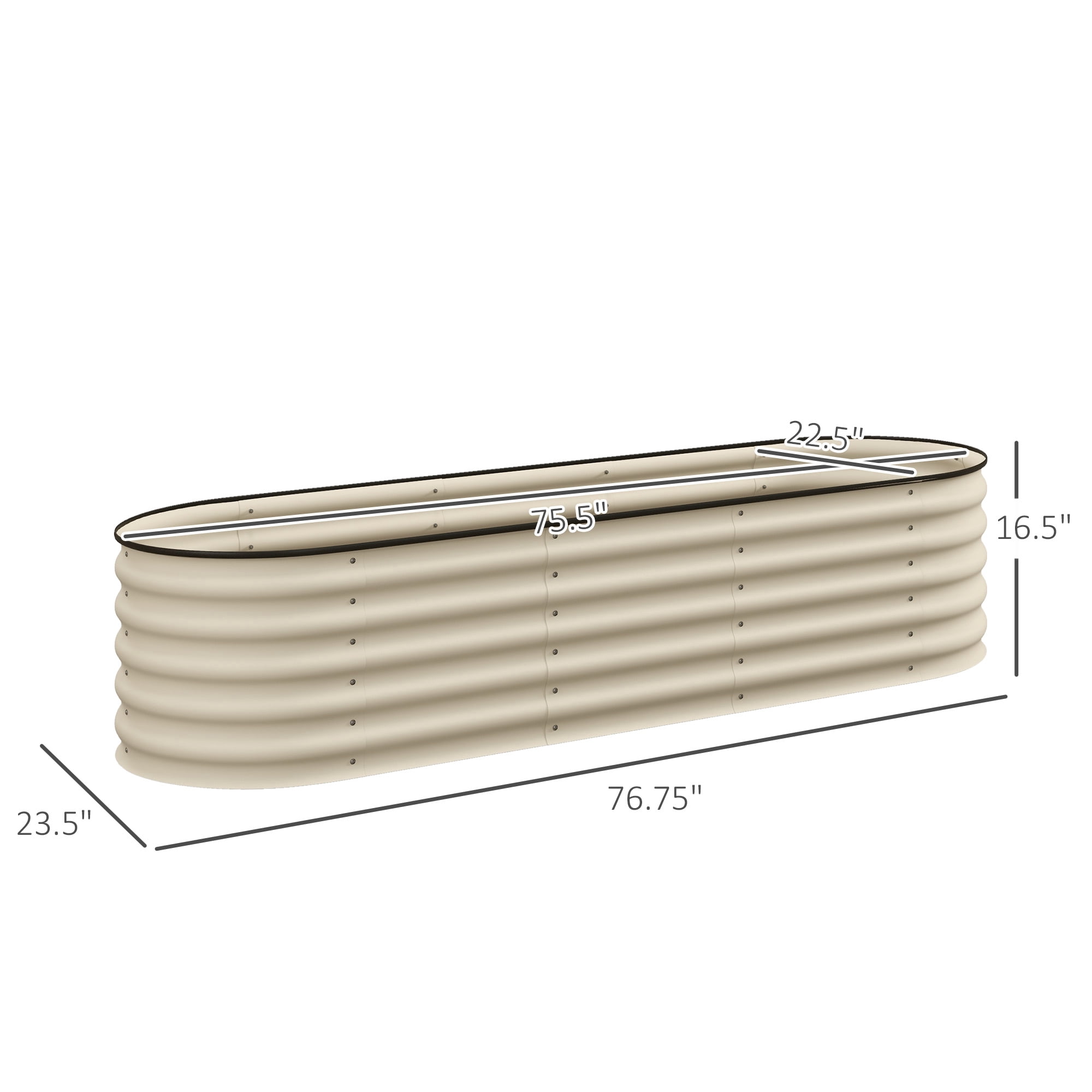Garden Pots Outsunny 6.5' x 2' x 1.4' Galvanized Raised Garden Bed Kit, Outdoor Metal Elevated Planter Box with Safety Edging, Easy DIY Stock Tank for Growing Flowers, Herbs & Vegetables, Cream,Outd