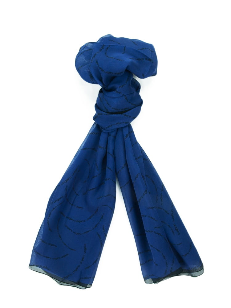 Ungaro UN7018 S7800 Signature Print Blue Silk Scarf - Walmart.com