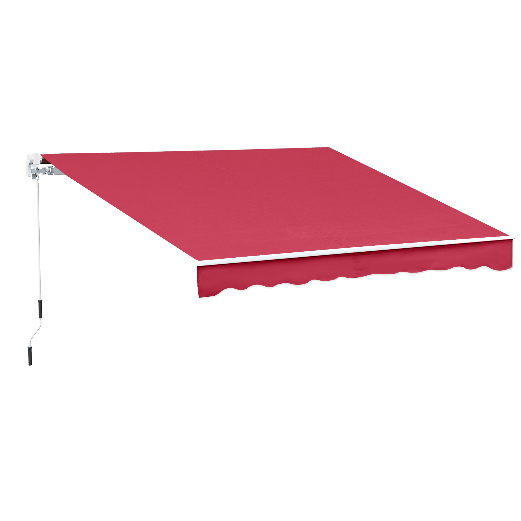 Outsunny 13 X 8 Patio Retractable Awning Manual Exterior Sun Shade Deck Window Cover Wine Red Walmart Com