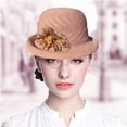 thumbnail image 3 of Women Fisherman Hat Flower Decor Flat Top Short Brim Solid Color Breathable Decorative Anti-UV Foldable Knitted Summer Sun Cap Headwear, 3 of 7