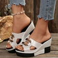 thumbnail image 4 of IUJSOY Black White Sandals Women Platform Wedges Slip on Slides Sandals Fashion Dress Shoes, 4 of 9