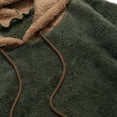 thumbnail image 4 of ZAFUL Colorblock Splicing Faux Fur Fluffy Hoodie Army Green M, 4 of 5