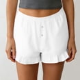 thumbnail image 5 of KHONTS Women's Summer Pajama Boxer Shorts Ruffle Spring Sleepwear Textured Casual Beach Pj Bottoms White XL, 5 of 7