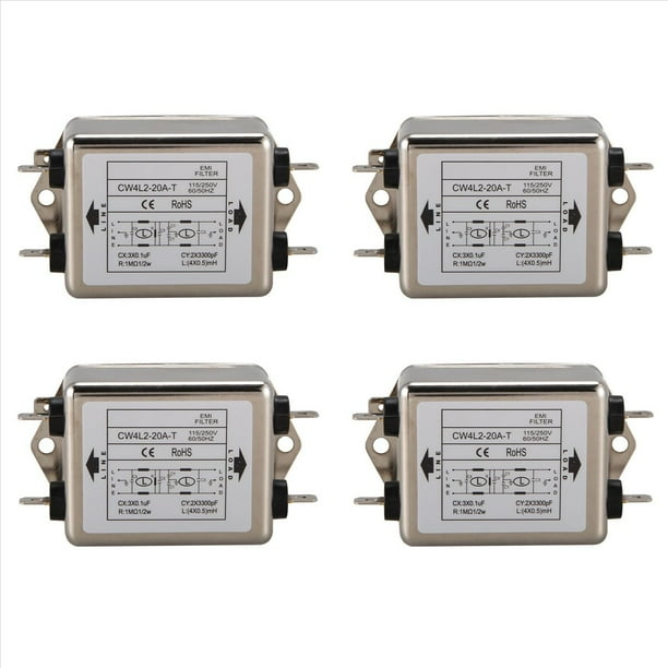 4X Filtro de Potencia CW4L2-20A-T Monofásico AC 115V / 250V 20A 50 / 60HZ