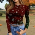 thumbnail image 6 of Christmas Graphic T-Shirt for Women Long Sleeve - Soft Slim Fit Crewneck Top, Cute Holiday Print Casual Tee, 6 of 7