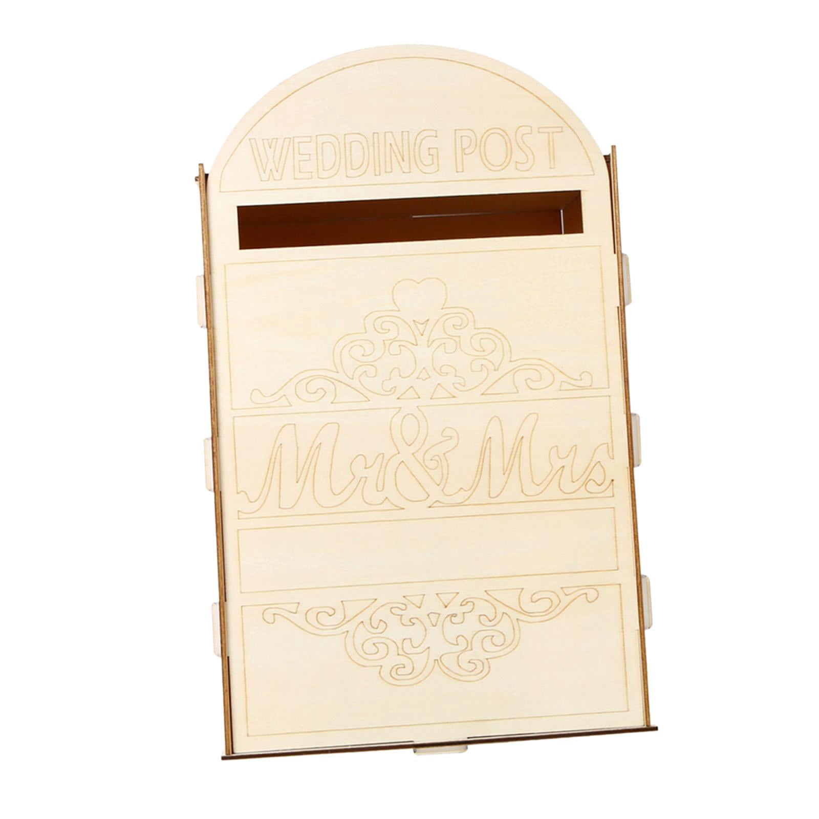 Tachiuwa Wedding Card Box Letterbox Decorative DIY Wood Wedding Decor Unpainted Wedding Post Box Envelope Gift Post Card Box for Party B