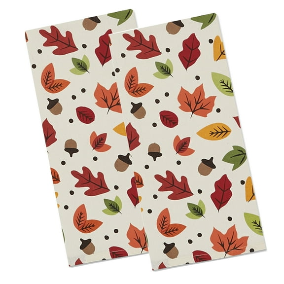 DII Falling Leaves Printed Dishtowel, 18x28", 100% Cotton