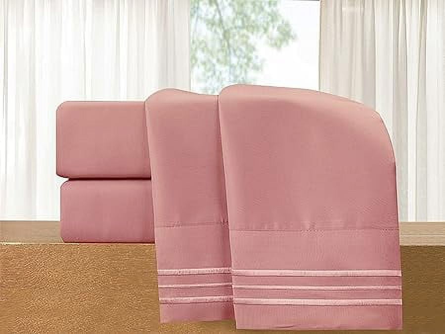 Elegant Comfort Luxury 1500 Series Soft Bed Sheets - Wrinkle & Fade Resistant, 4-Piece Set, Twin/Twin XL, Dusty Rose
