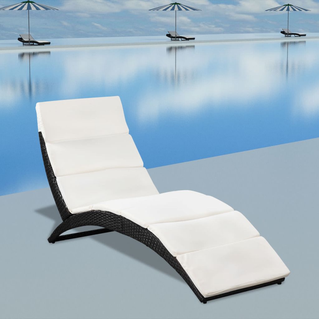 vidaXL Patio Lounge Chair Outdoor Chair Folding Sunlounger Sunbed Poly Rattan - image 4 of 25