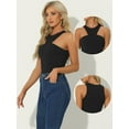 thumbnail image 2 of DARING DIVA Sleeveless Asymmetrical Halter Neck Tank Top Bodysuit XS Black, 2 of 6