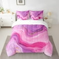 thumbnail image 2 of YST Ensemble de Courtepointe 7 Pcs en Marbre, Literie Abstraite, Très Grand Lit, Rose, 2 of 4