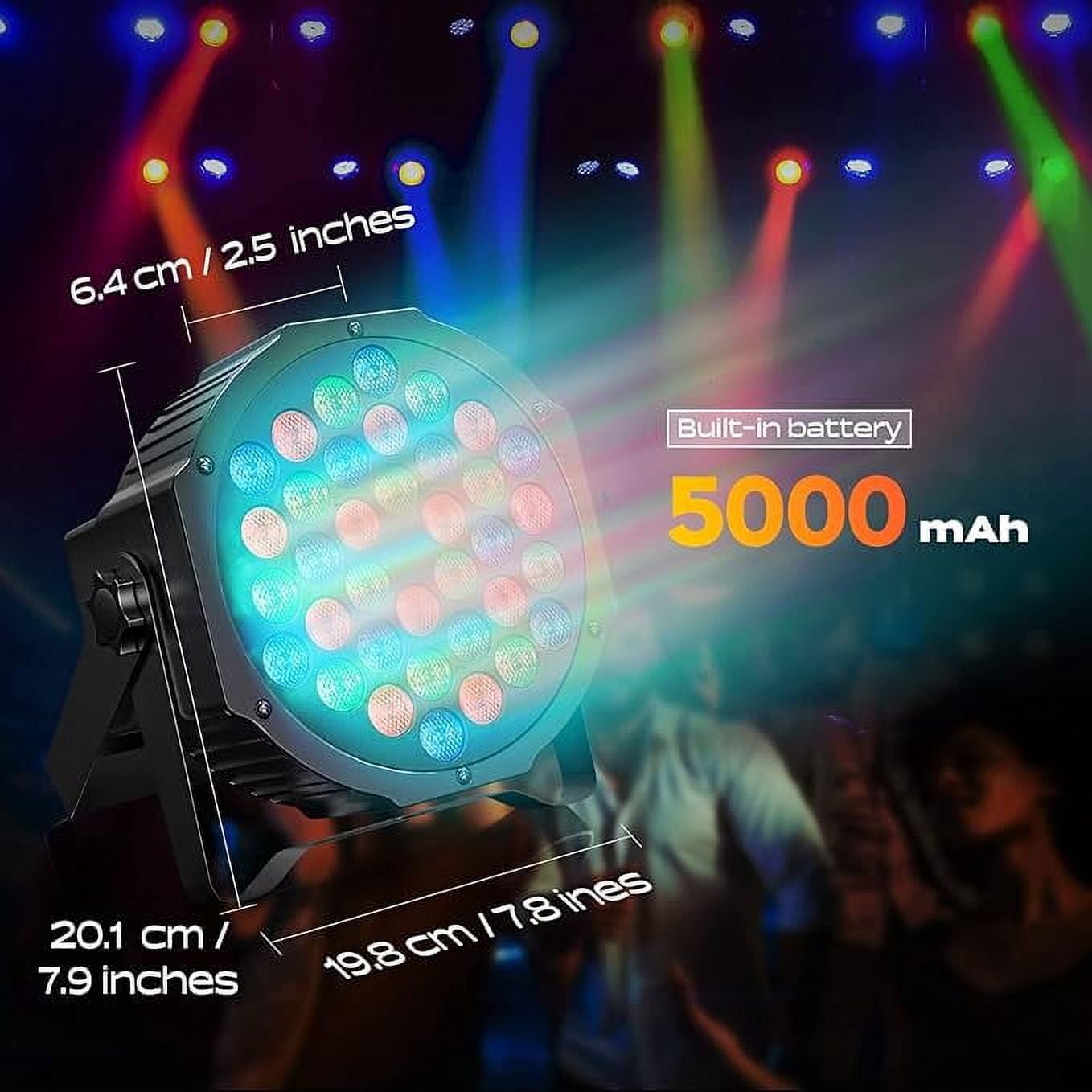 4Pack Stage Light 36 LED Par Lights, Rechargeable RGB Uplights with DJ Light Storage Bag for Christmas Halloween Music Party Disco Wedding
