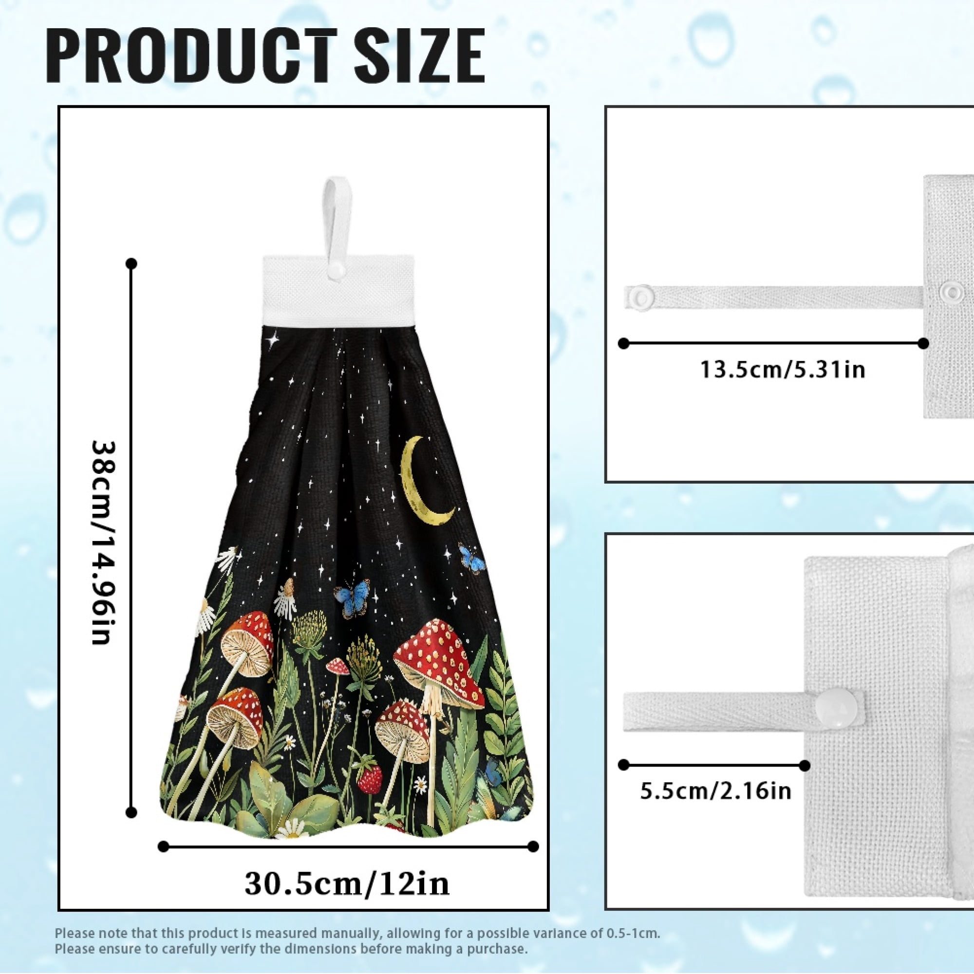SEANATIVE Aesthetic Mushroom Hand Towels with Hanging Loops Floral Bathroom Hand Towel with Hanging Loop Stain Resistant Hanging Tie Towels for Kitchen Fast Drying Hang Towel 3 Piece