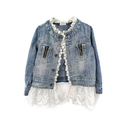 

Lavaport Baby Toddler Girls Denim Jean Coat Outwear Lace Bottom