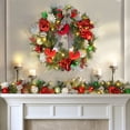thumbnail image 7 of 24 Inch Pre-Lit Christmas Artificial Wreath,Christmas Garland with 20 LED Lights and Bow-Knot,Winter Wreaths with Bowknot Pine Cones for Front Door Window Wall Party Garden Decoration Red+White, 7 of 7
