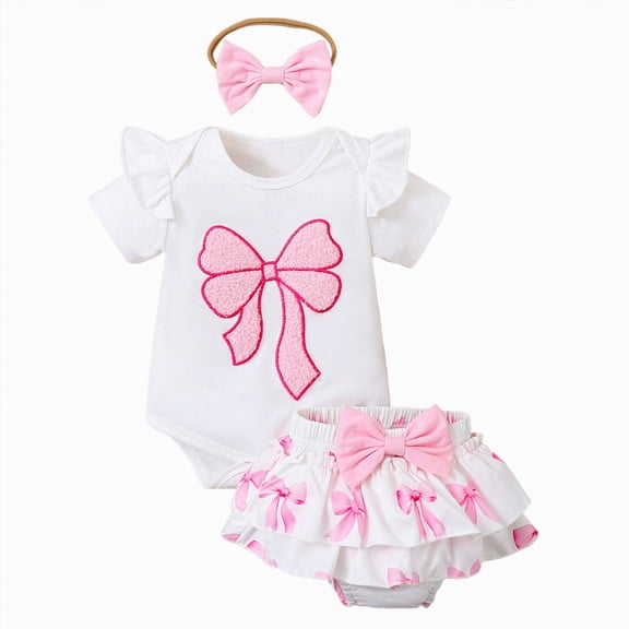 ZHANGDER Infant Baby Girl Clothes Floral Summer Outfits Baby Girl Romper Bodysuit Ruffle Tutu Shorts Bloomer Cute Baby Clothes Girl, White 0-3 Months
