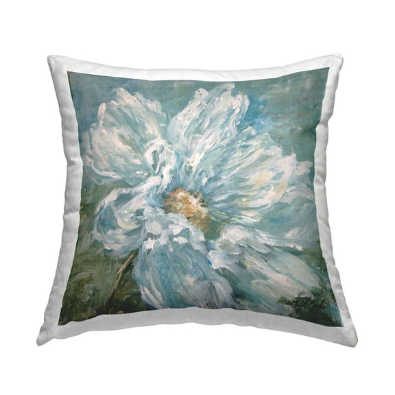 Stupell Industries Traditional White Flower Impressionist Style Petals Design by Cindy Jacobs Throw Pillow