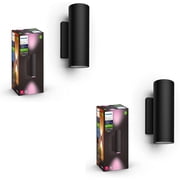 Philips Hue Appear Outdoor Smart Wall Light, Black - White and Color Ambiance LED Color-Changing Light - 2 Pack