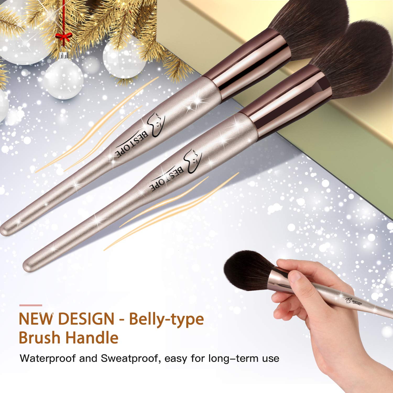 BESTOPE 18 Pcs Makeup Brushes Belly-Type Handle Premium Synthetic Contour Blush Foundation Concealers Eye Shadows Cosmetic Brushes - Walmart.com