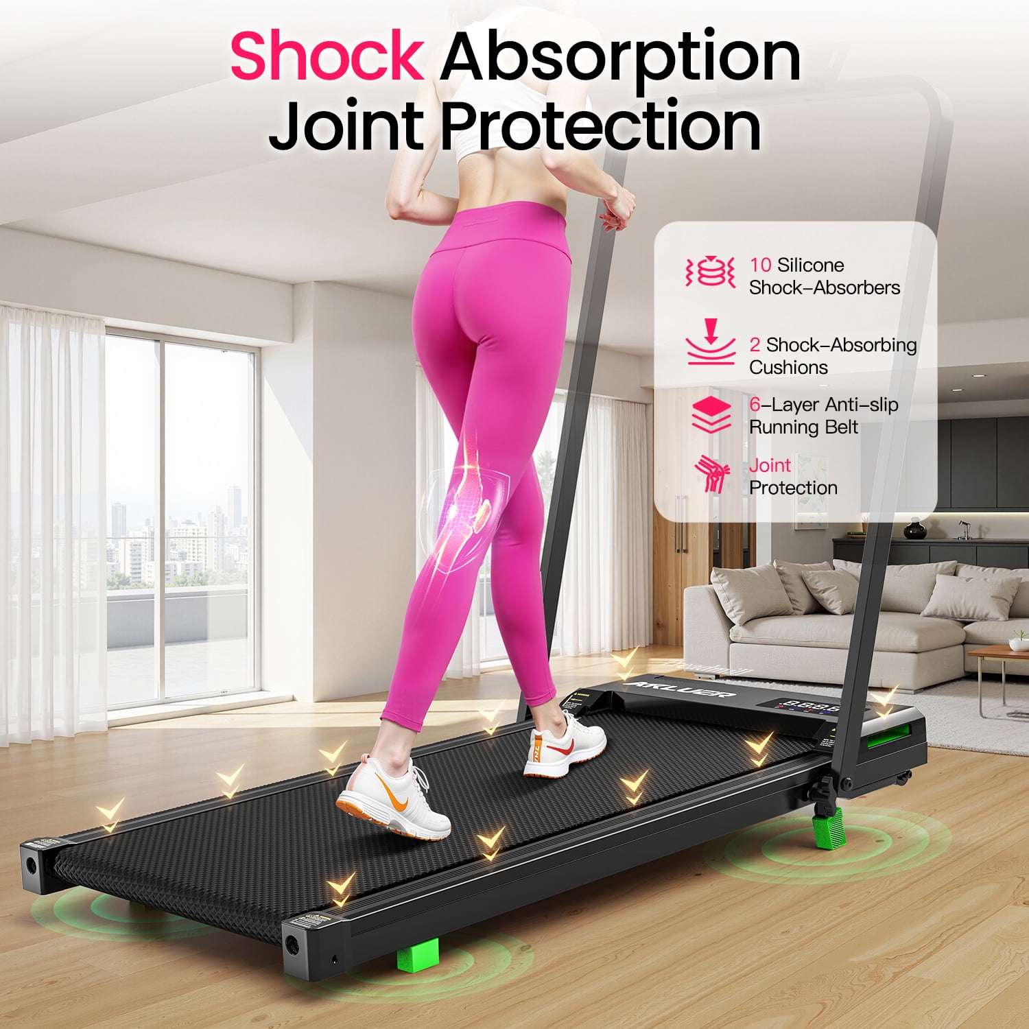 AKLUER H03 Walking Pad, Folding Treadmill with Tablet Holder for Home Office, Under Desk Treadmill with LED Display & Remote Control