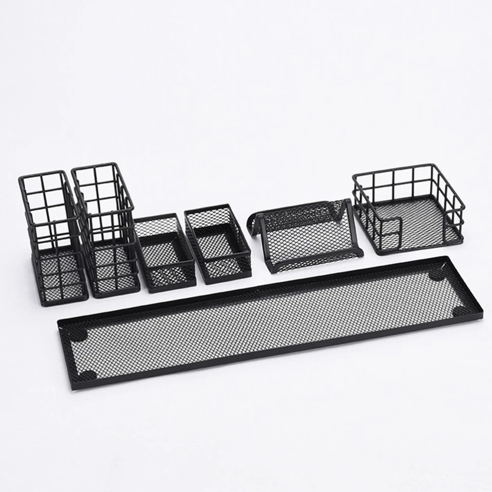 Multifunctional Pen Holder Set Work Desk Accessories Mesh Office