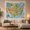 Wildlife USA, variant on USA Map with Wildlife and Nature Illustrations Against Blue Ocean, Whimsical Folk Art for Kids, Educational Wall Decor, Birthday Gift Tapestry Wall Hanging for Nursery and Playroom