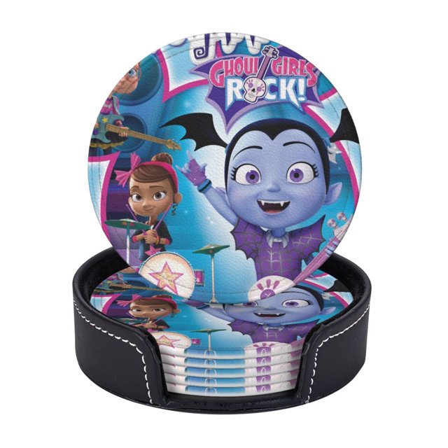 Posavasos de cuero de 6 piezas, posavasos Vampirina para bebidas, posavasos para tazas, regalo de inauguración de la casa, ideal para la decoración del hogar